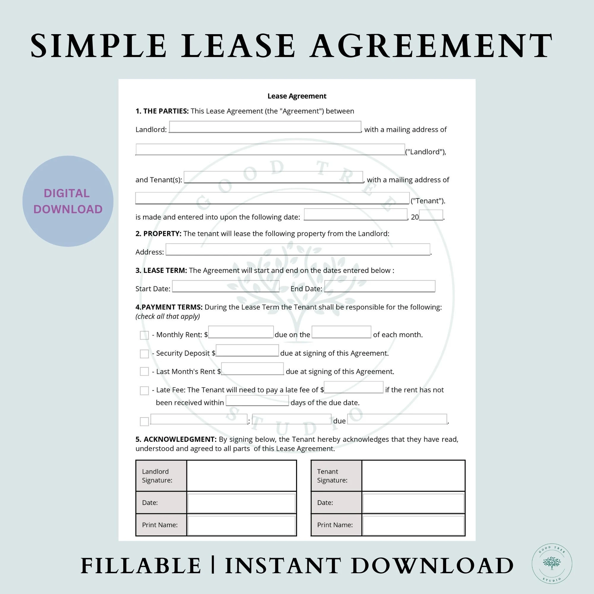 Editable Short Term Rental Agreement Template PDF Etsy