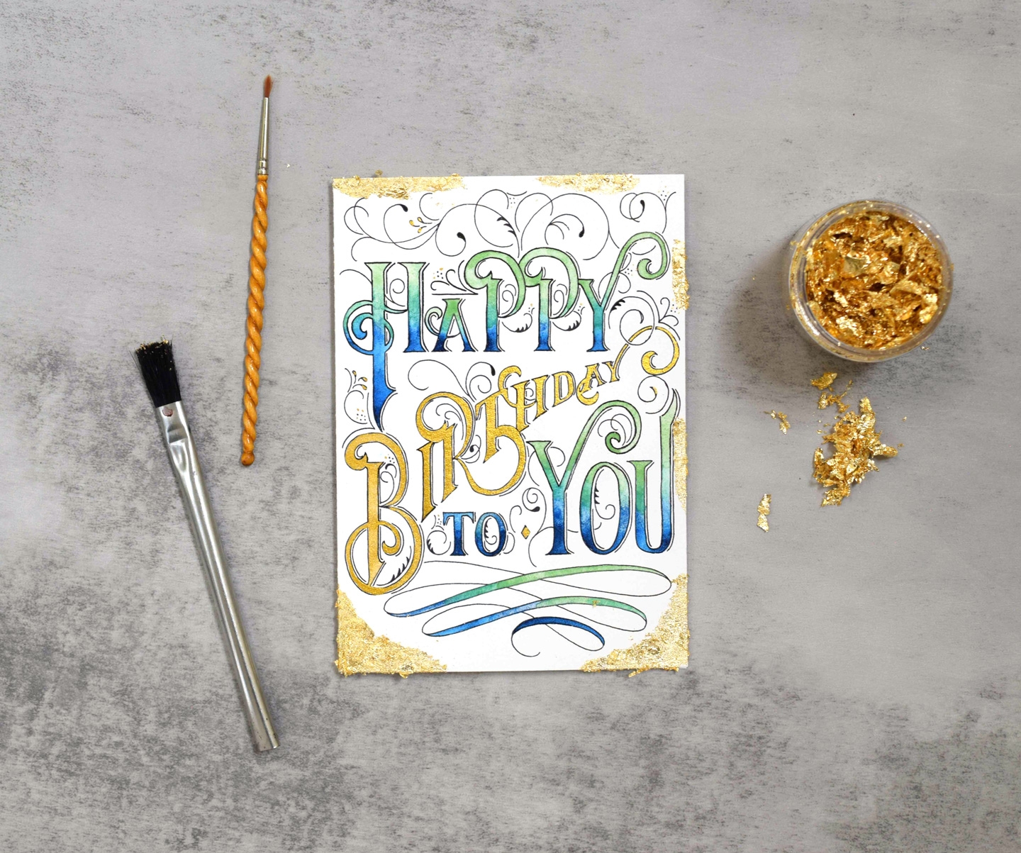 Exquisite Hand Lettered Free Printable Birthday Card
