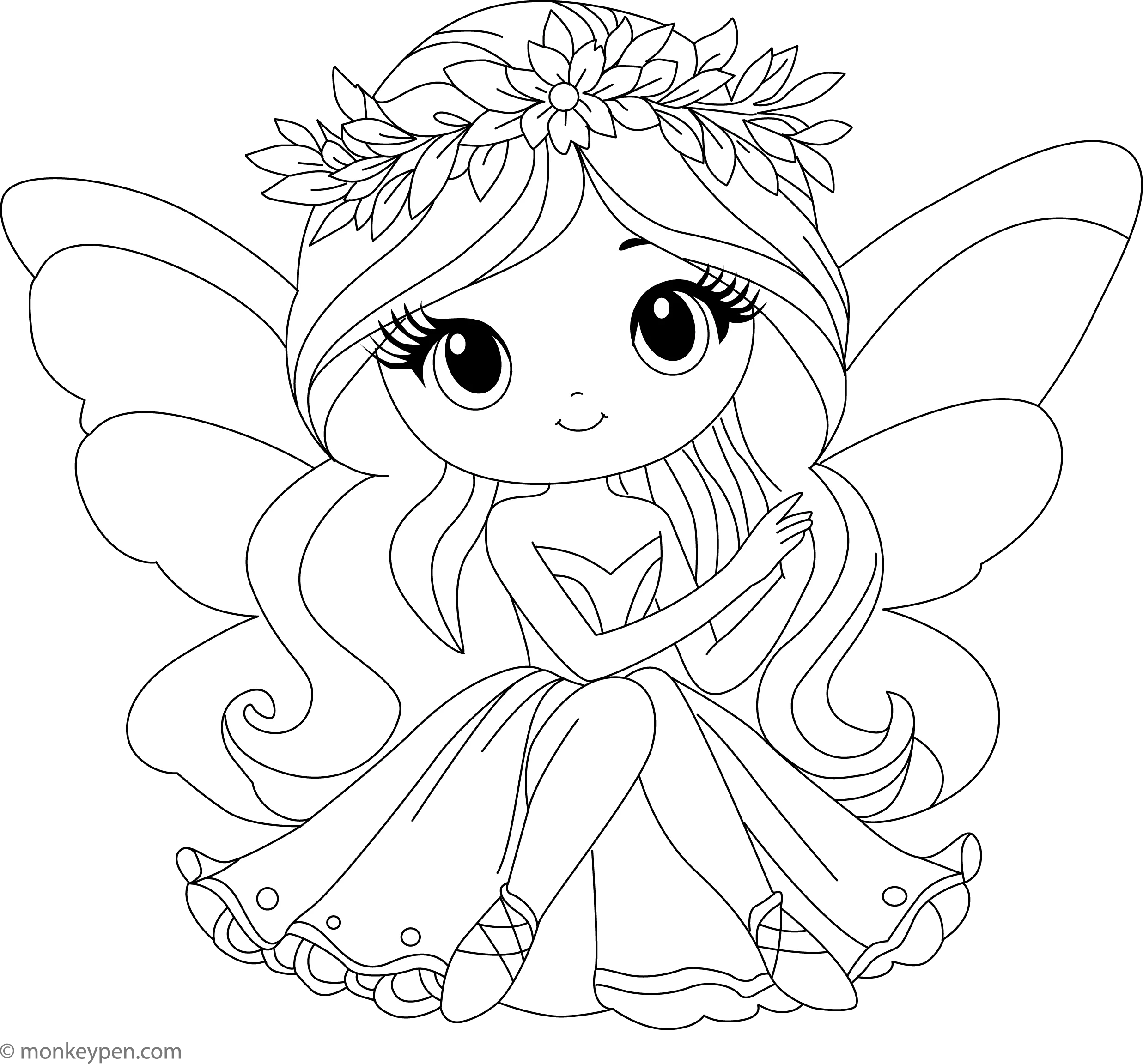 Fairy Coloring Page Printable PDF For Kids