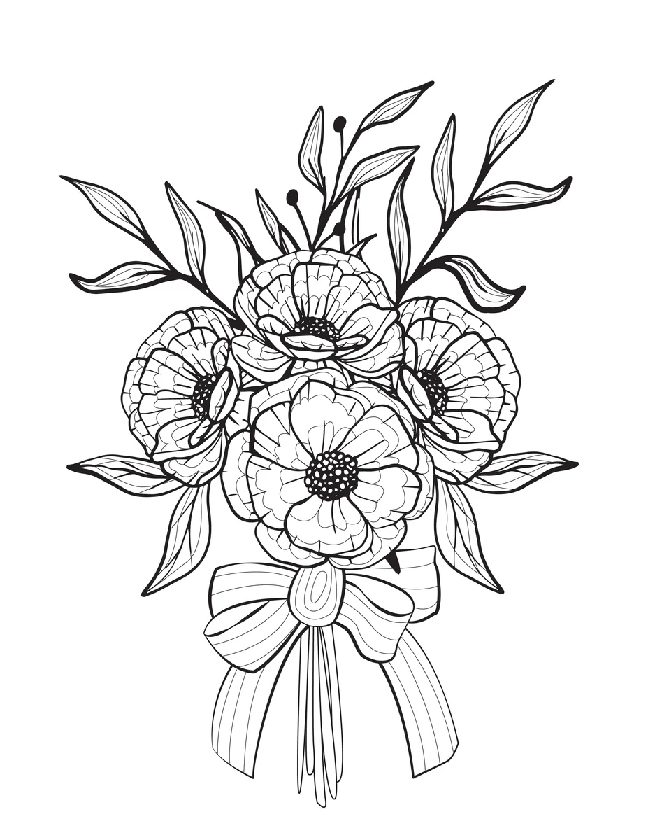 Flower Coloring Pages For Adults And Kids 3 Pages 