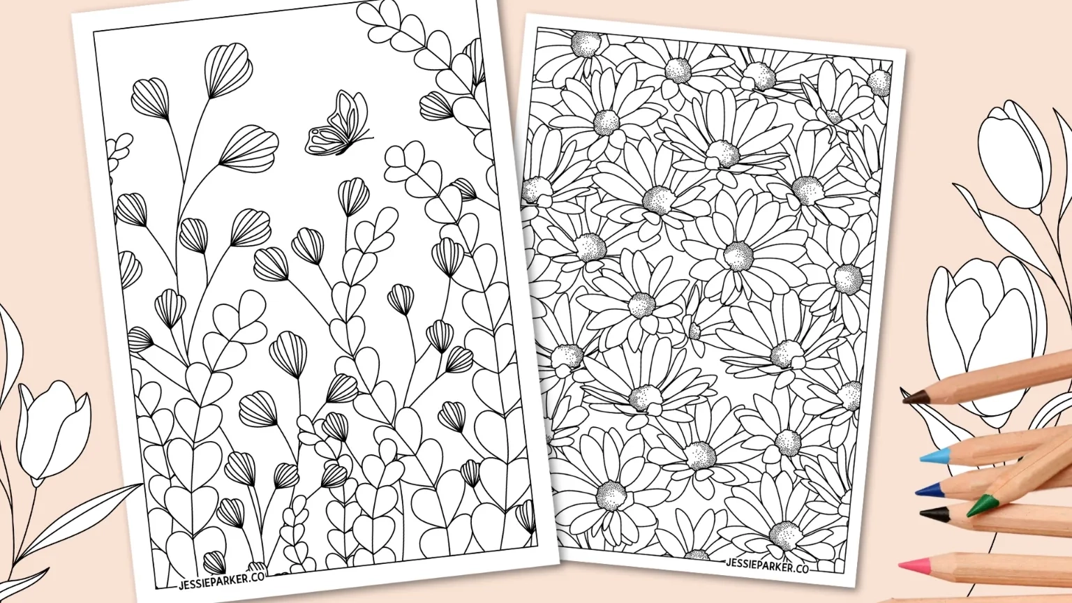 Flower Colouring Pages Free Printables Jessie Parker