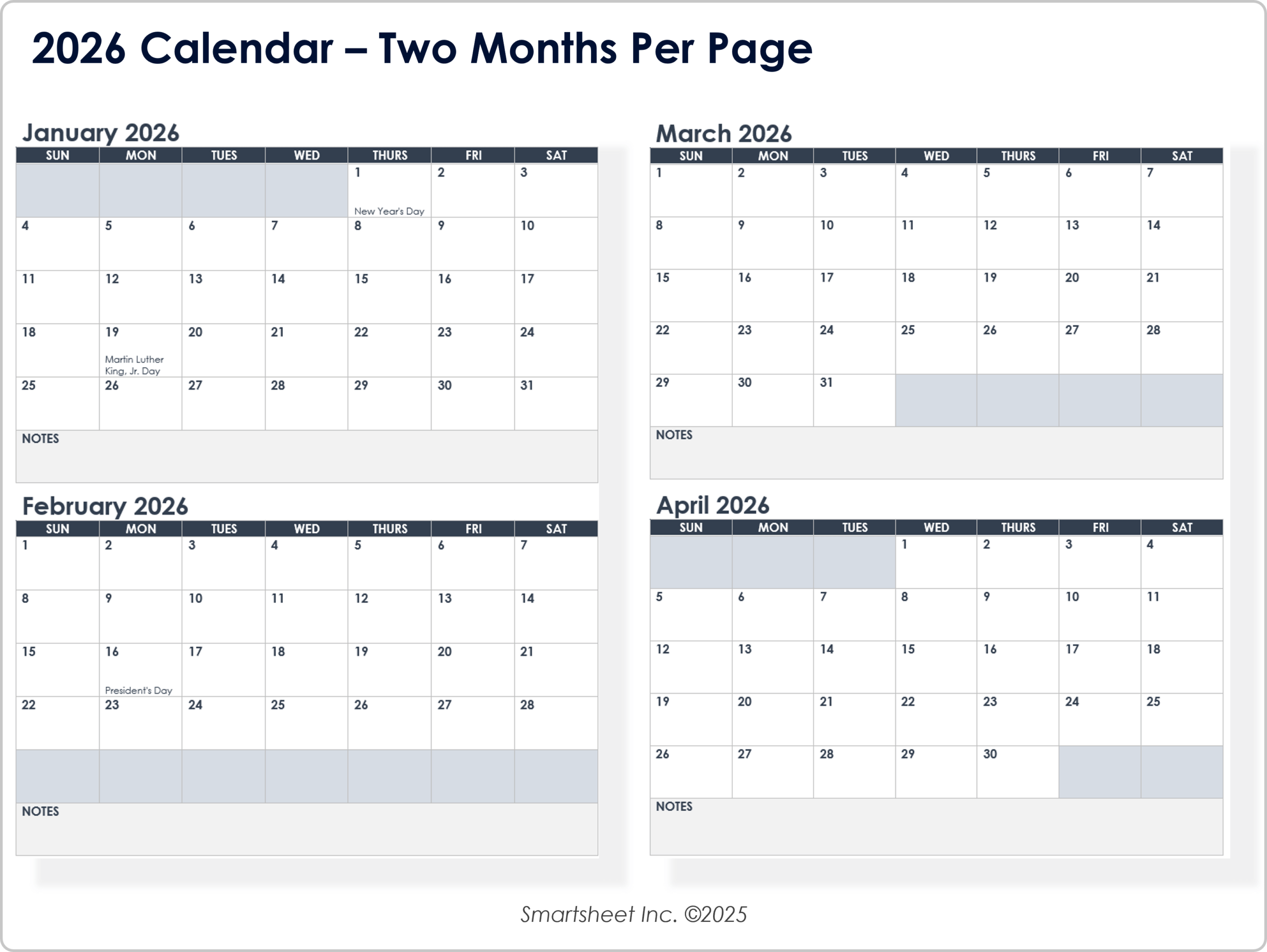 Free Blank Calendar Templates Smartsheet