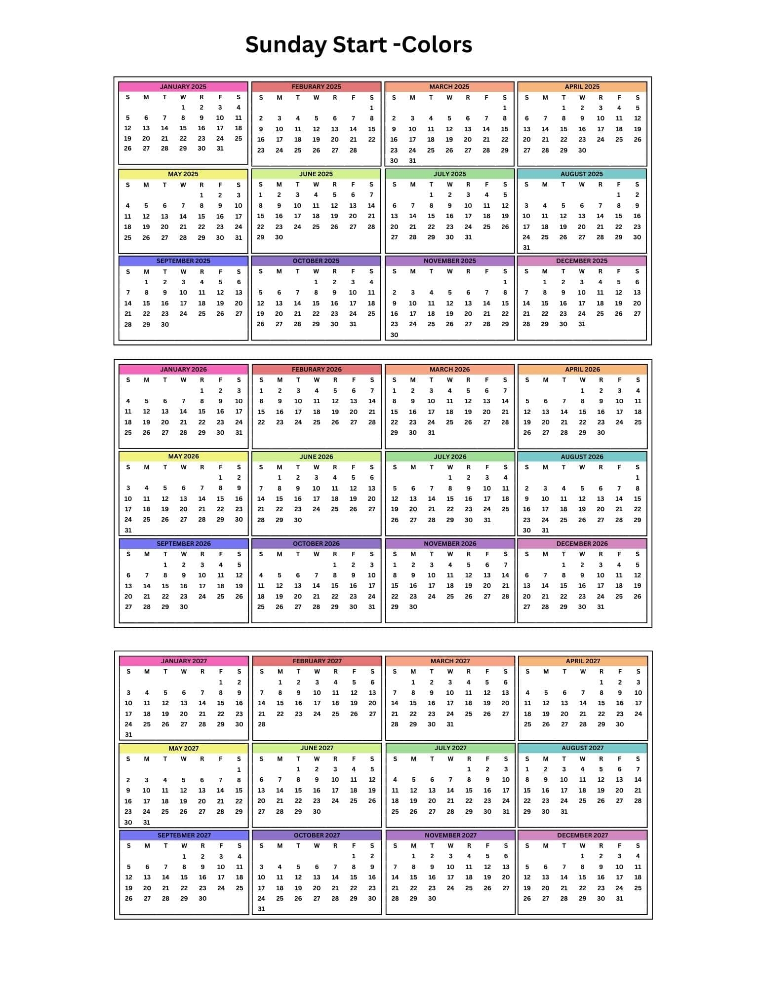 Free Checkbook Calendar 2026 2027 Printable PDF