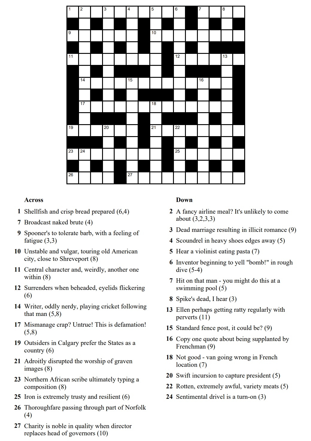 Free Cryptic Crosswords Commoner Crosswords