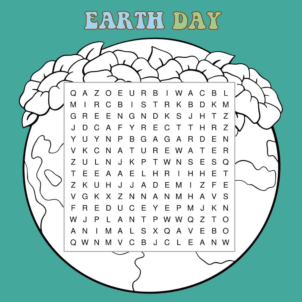 Free Earth Day Word Search Puzzles Celebrate The Planet Artsy Pretty Colors