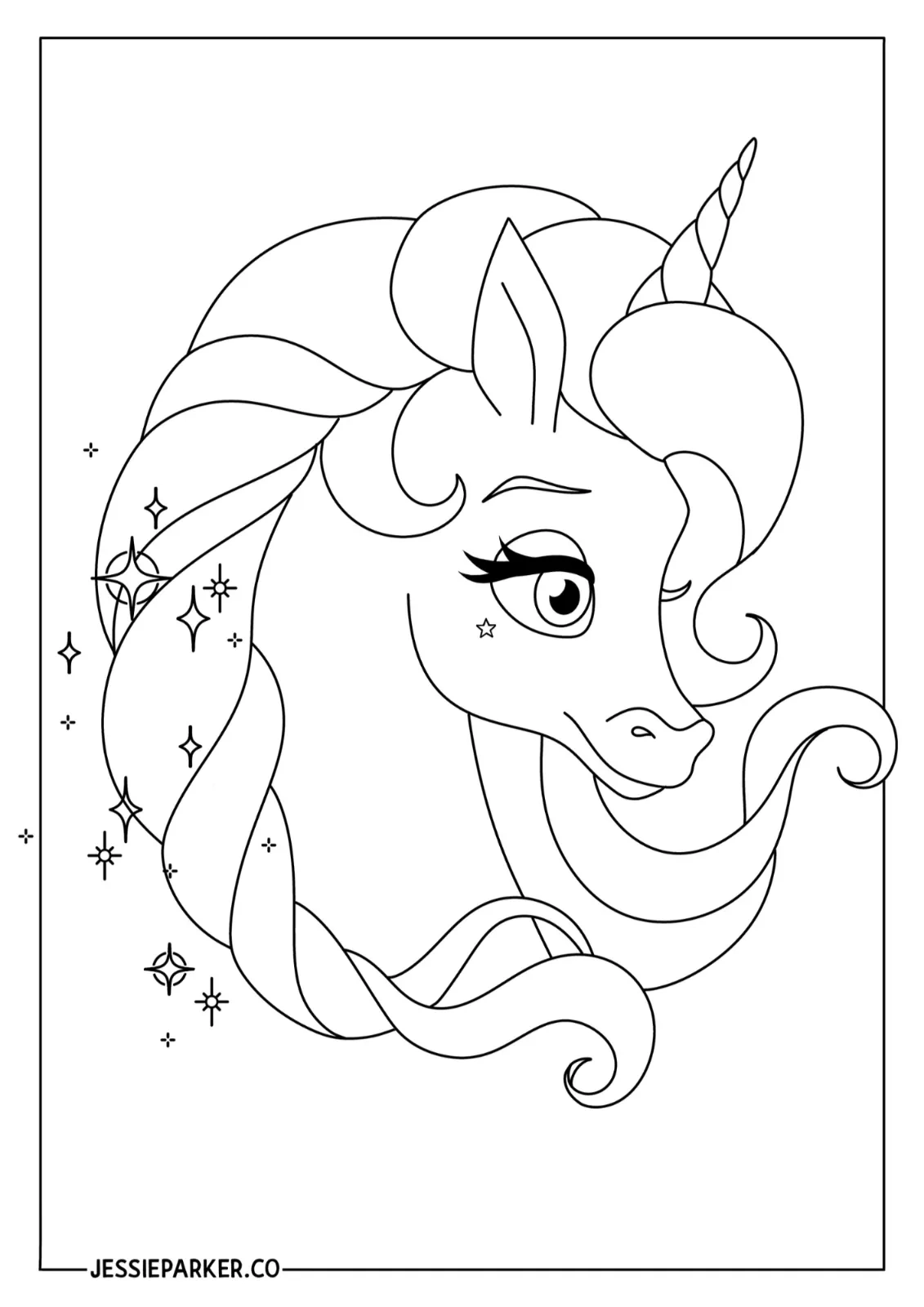 Free Magical Unicorn Colouring Pages PDF Printable Jessie Parker