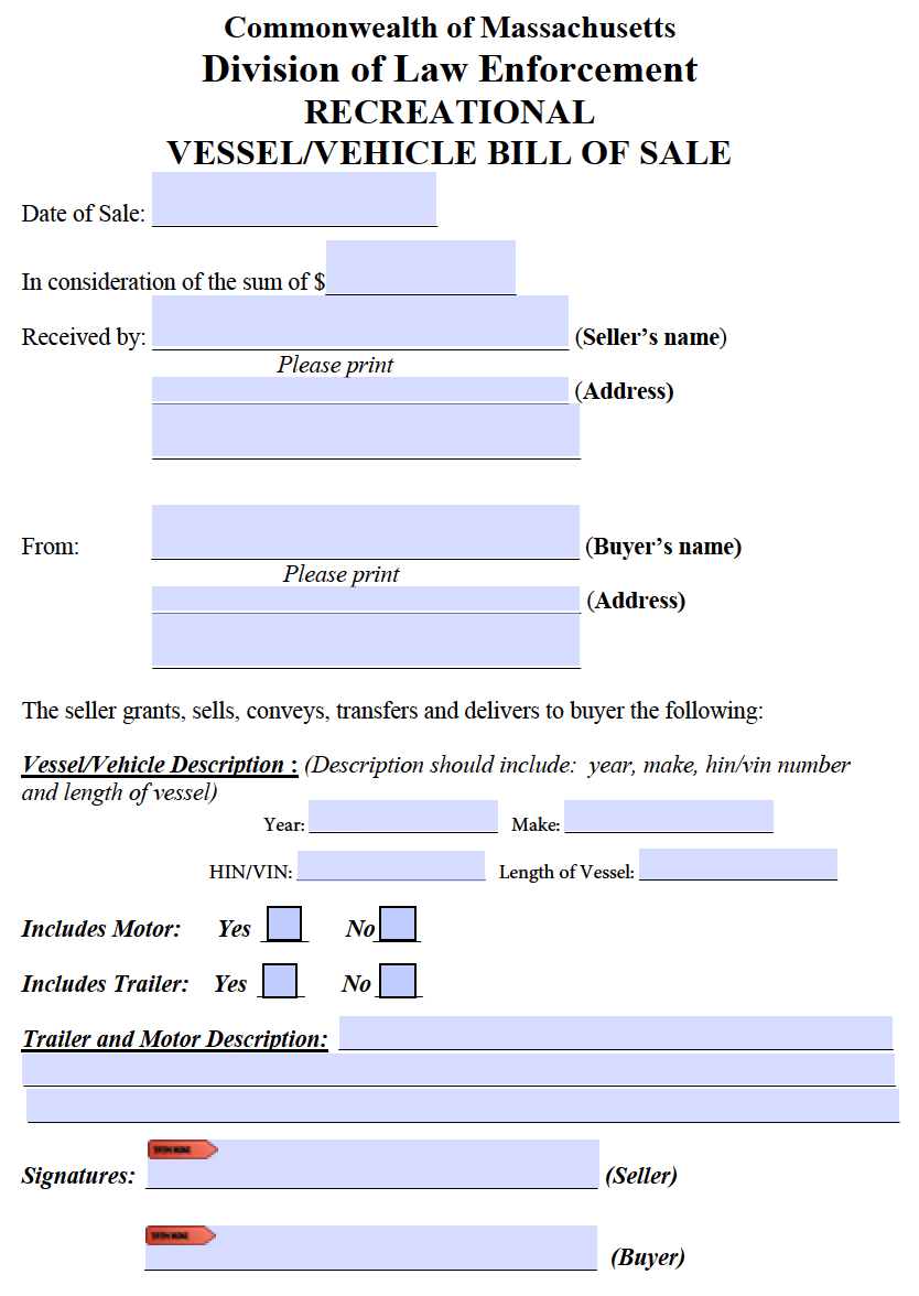 Free Massachusetts Bill Of Sale Forms PDF Free Massachusetts Bill Of Sale Forms PDF
