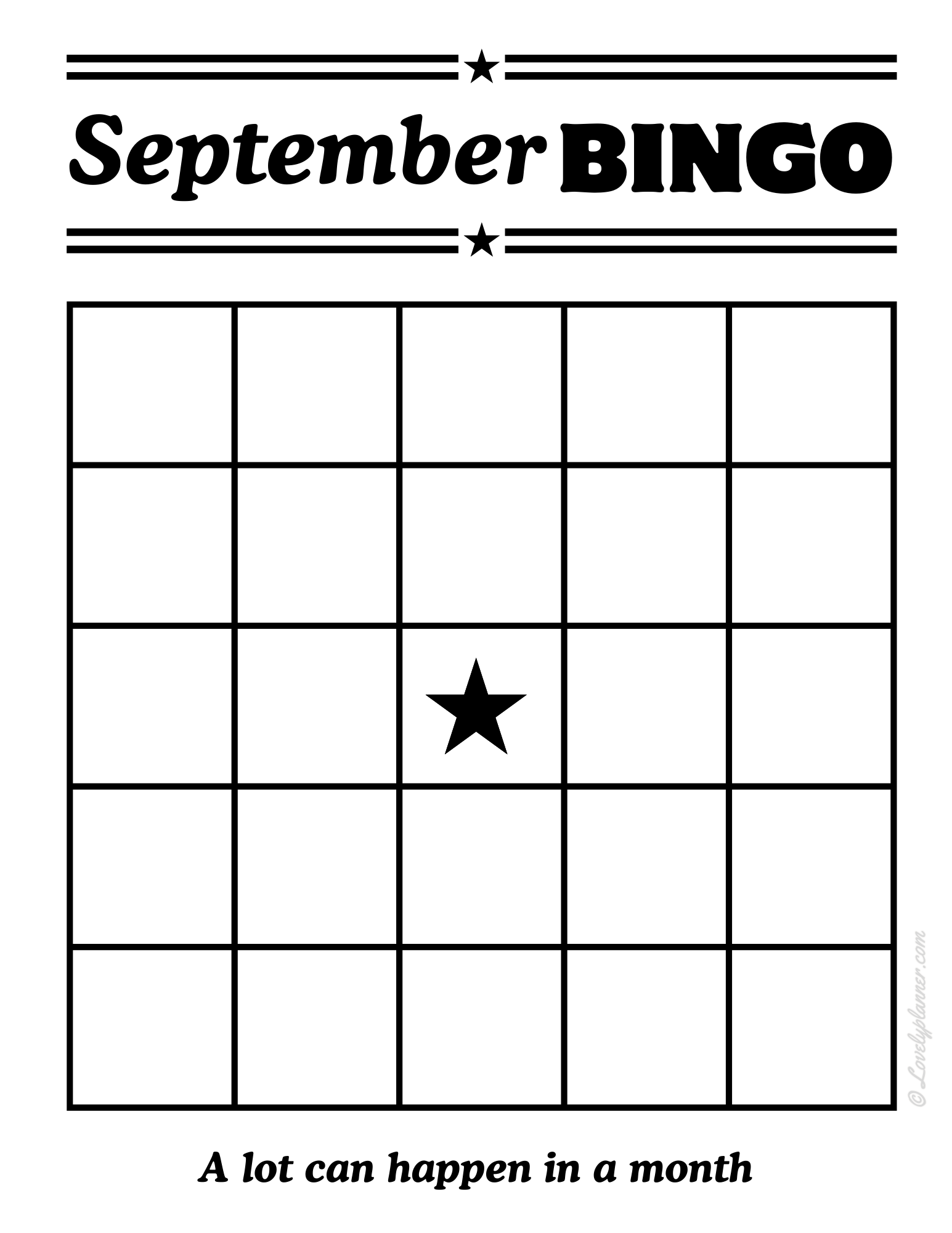 Free Monthly Bingo Card Printable Set Lovely Planner