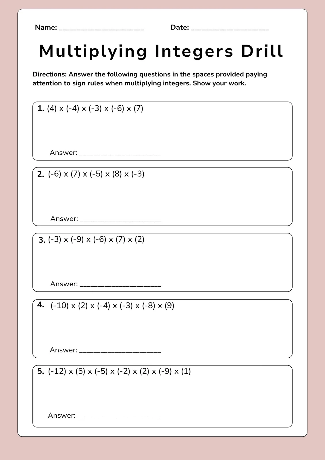 Free Printable 8th Grade Math Worksheet Templates Canva