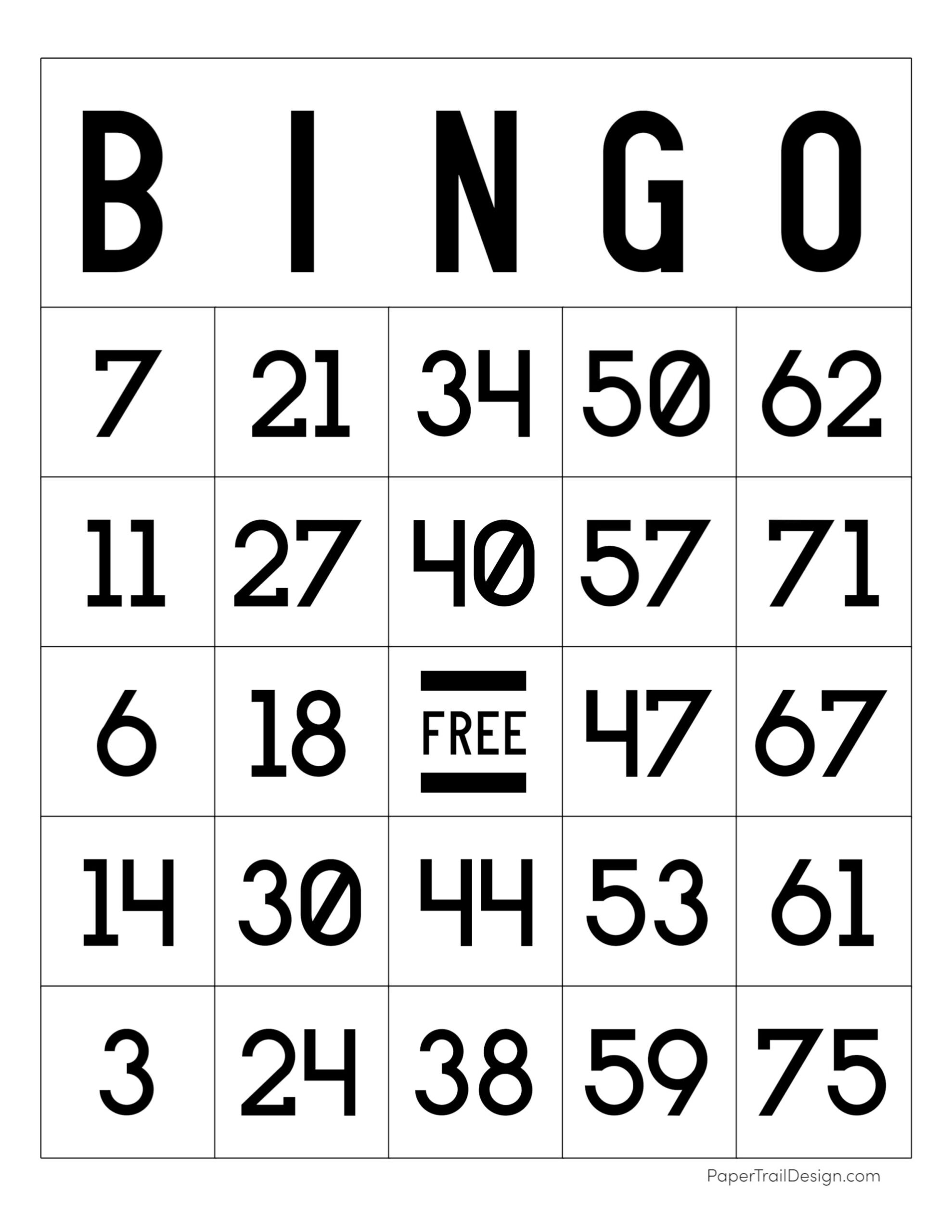 Free Printable Bingo Cards Paper Trail Design