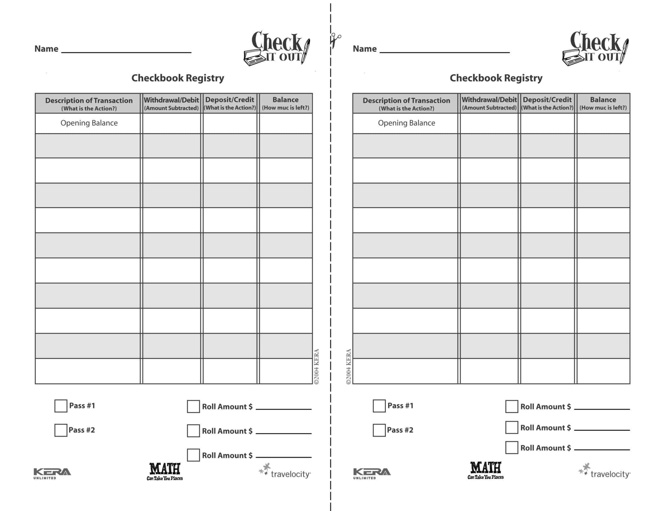 Free Printable Checkbook Register Templates PDF Excel 