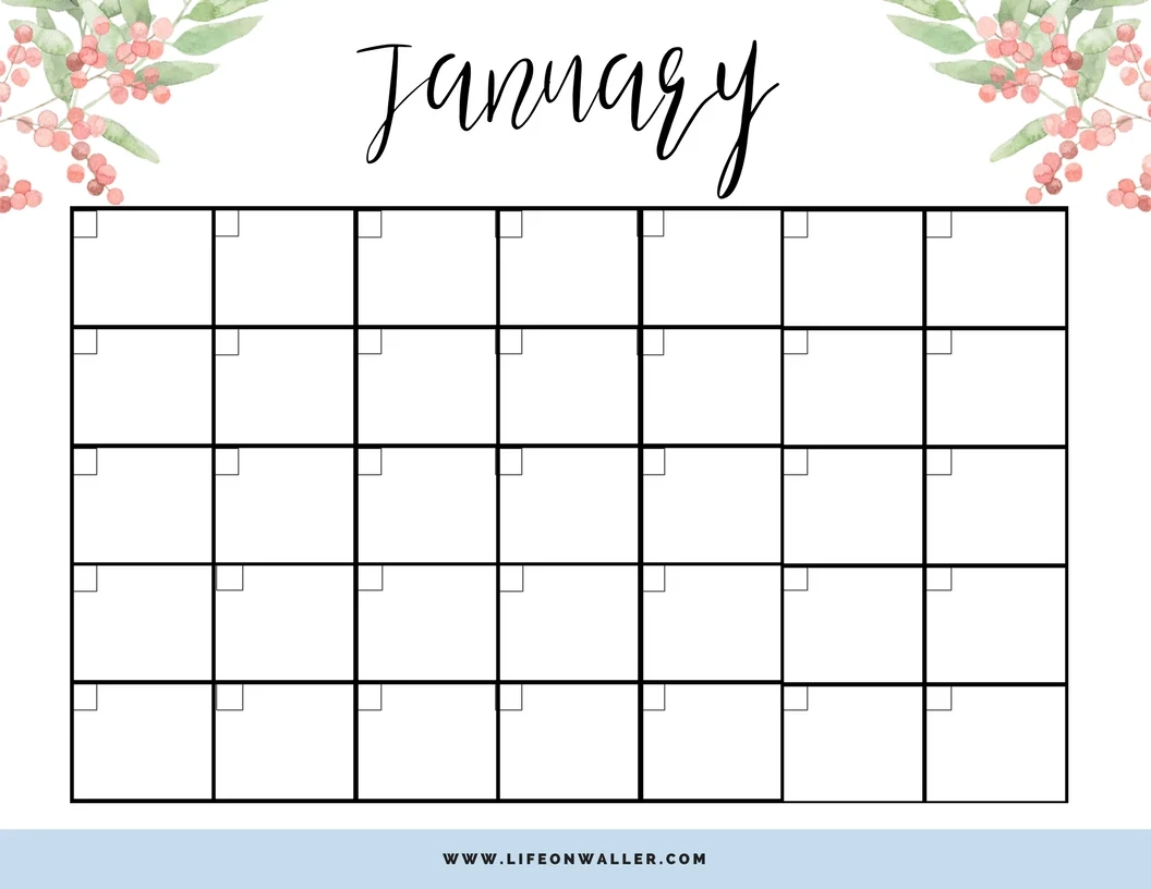 Free Printable Fill in Floral Calendar