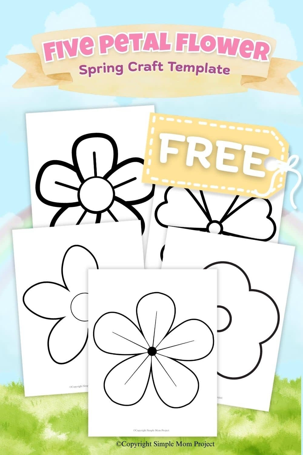 Free Printable Five Petal Flower Template For Crafts Simple Mom Project