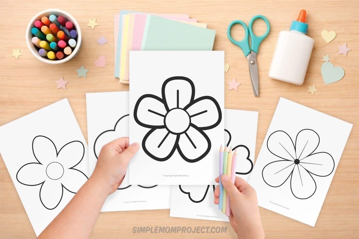 Free Printable Five Petal Flower Template For Crafts Simple Mom Project
