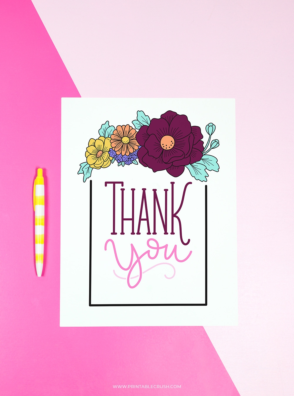Free Printable Floral Thank You Cards