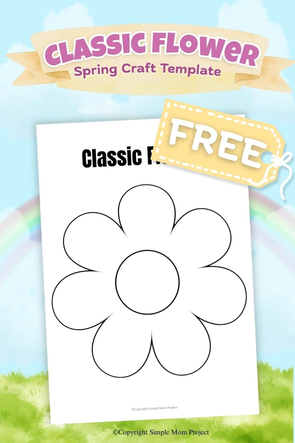 Free Printable Flower Template For Kids Simple Spring Craft Coloring Page Simple Mom Project