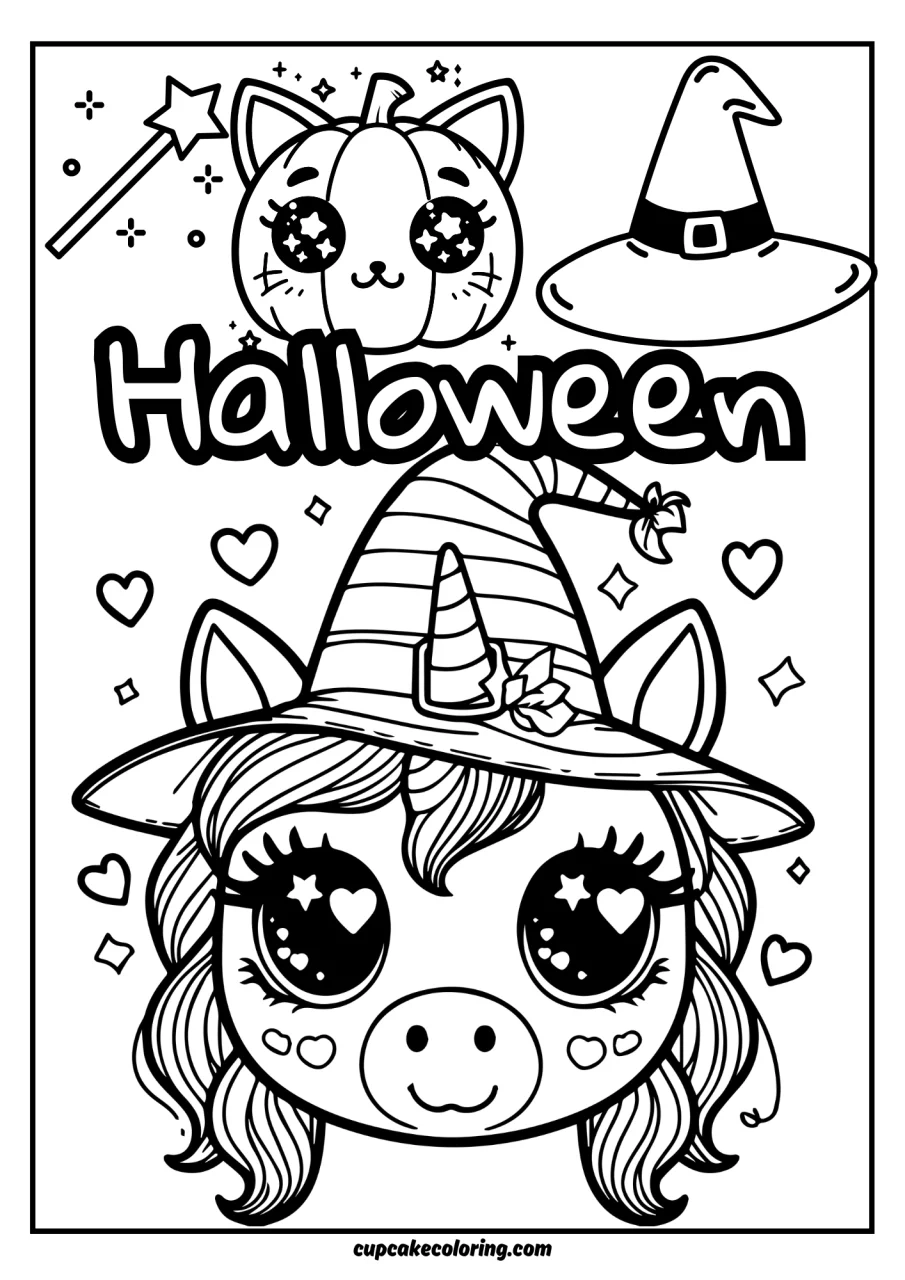 Free Printable Halloween Unicorn Coloring Pages CupcakeColoring