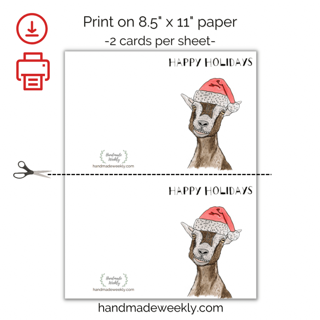 Free Printable Happy Holidays Card Handmade Weekly