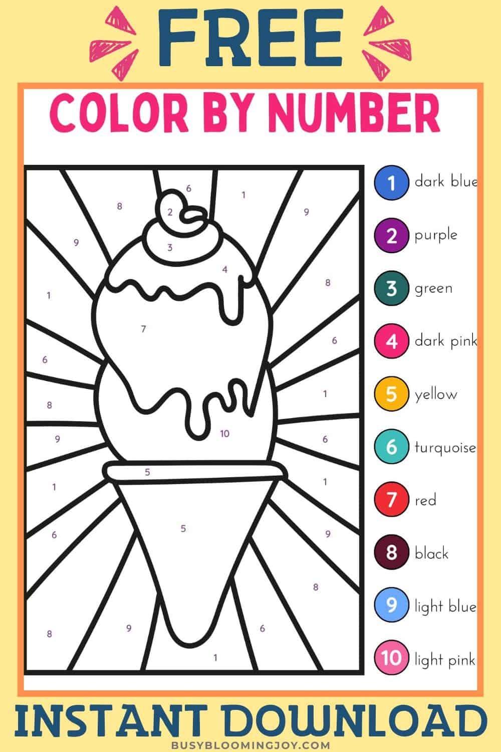 FREE Printable Ice Cream Color By Number Worksheet For Summer FREE Printable Ice Cream Color By Number Worksheet For Summer