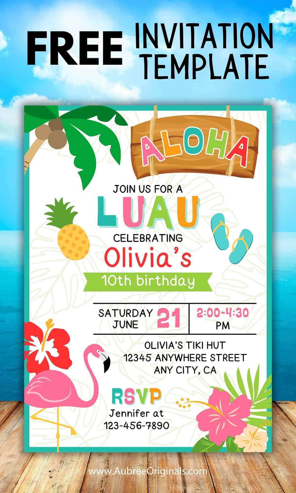 Free Printable Luau Birthday Party Invitation Editable Aubree Originals Free Printable Luau Birthday Party Invitation Editable Aubree Originals