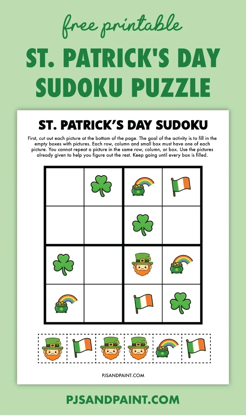 Free Printable St Patrick s Day Sudoku Puzzle Pjs And Paint