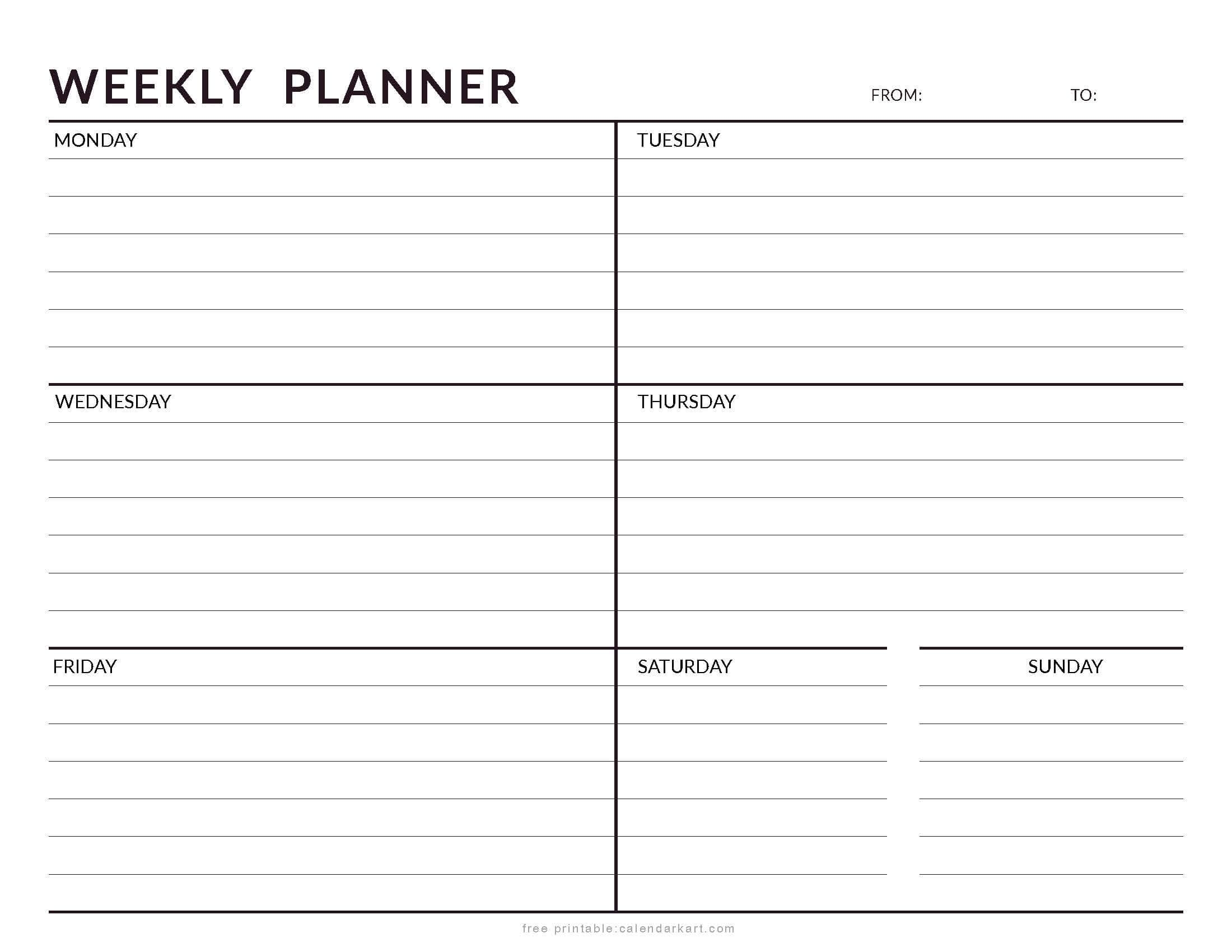 Free Printable Weekly Planner Templates CalendarKart