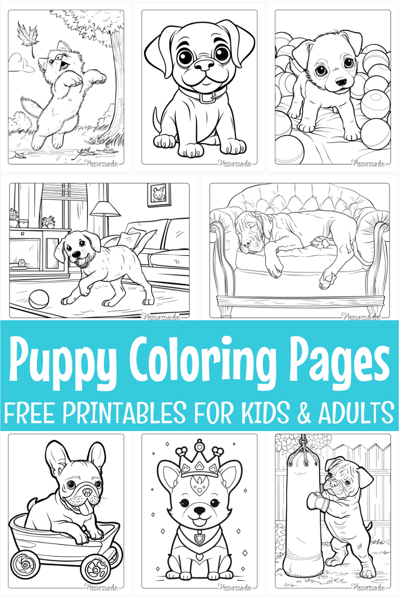Free Puppy Coloring Pages For Kids Adults PDF Printables 