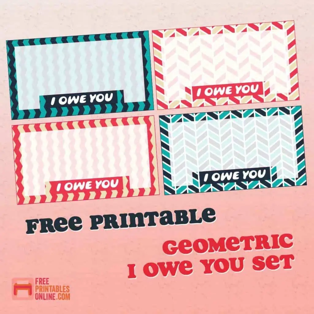 Geometric Printable IOU Coupons To Download Geometric Printable IOU Coupons To Download