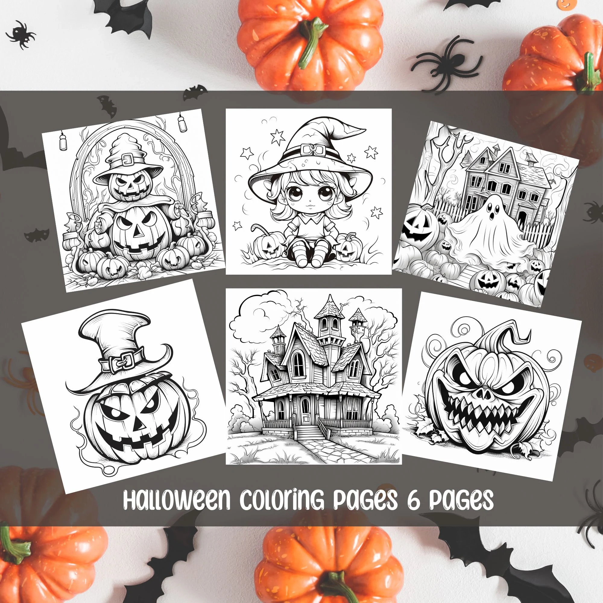 Halloween Coloring Pages For Kids Digital Download 6 Printable Activity Sheets For Spooky Fun Etsy
