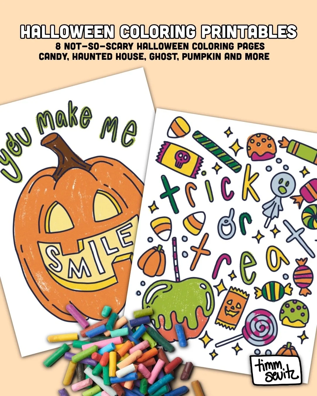 Halloween Coloring Pages Printable 8 Not Scary Kids Halloween Instant Download Coloring Sheets Timm Sevitz Easy Art And Craft Activities