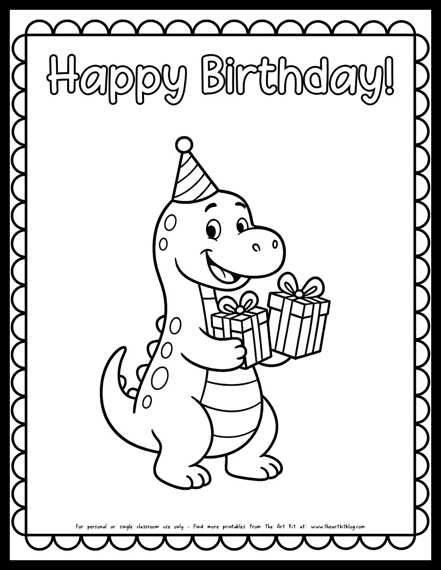 Happy birthday dinosaur coloring page the art kit Copy The Art Kit