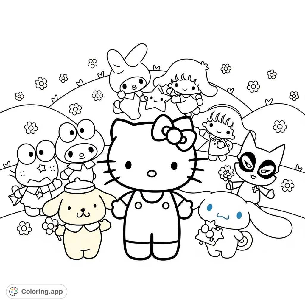 Hello Kitty And Friends Gathering Coloring app