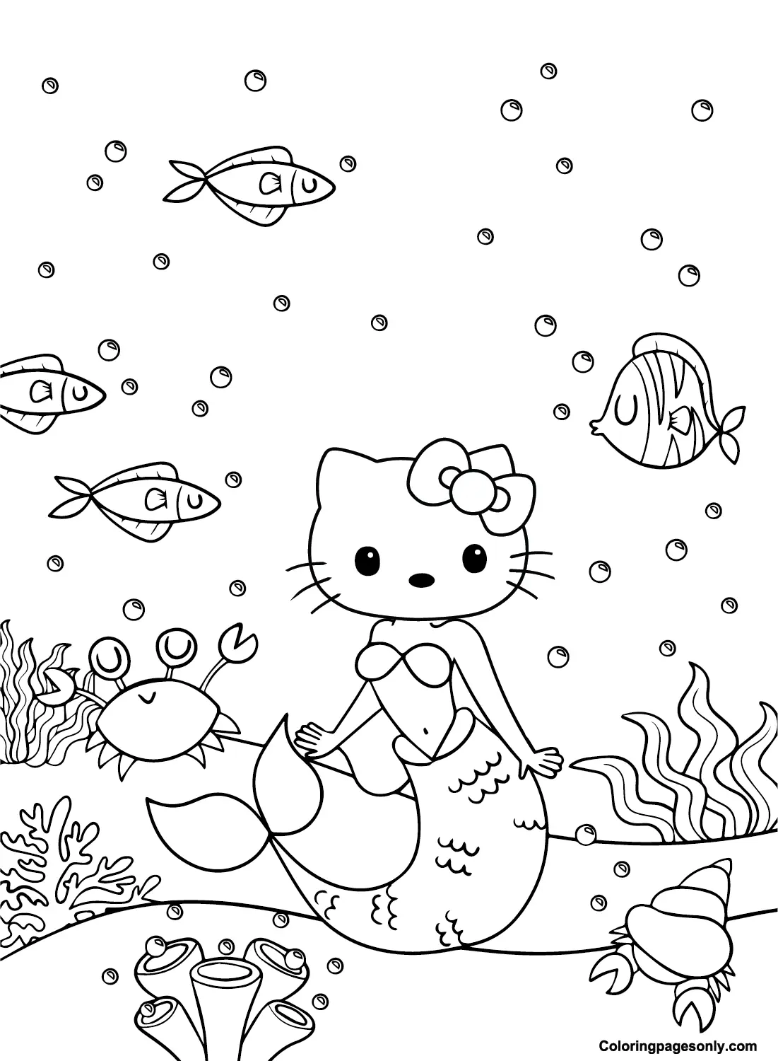 Hello Kitty Mermaid Coloring Pages To Print Free Printable Coloring Pages