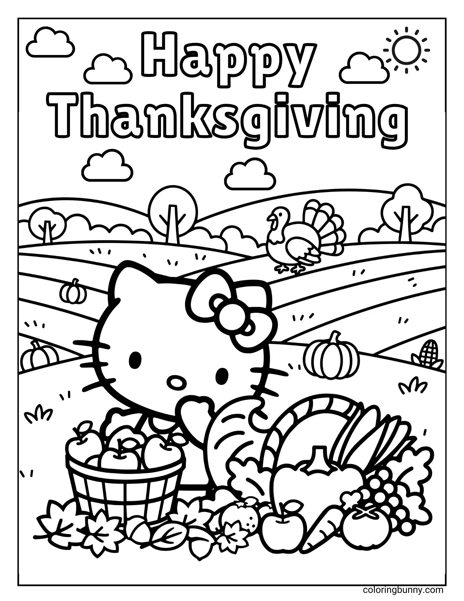 Hello Kitty Thanksgiving Coloring Pages 22 Free Printable PDFs