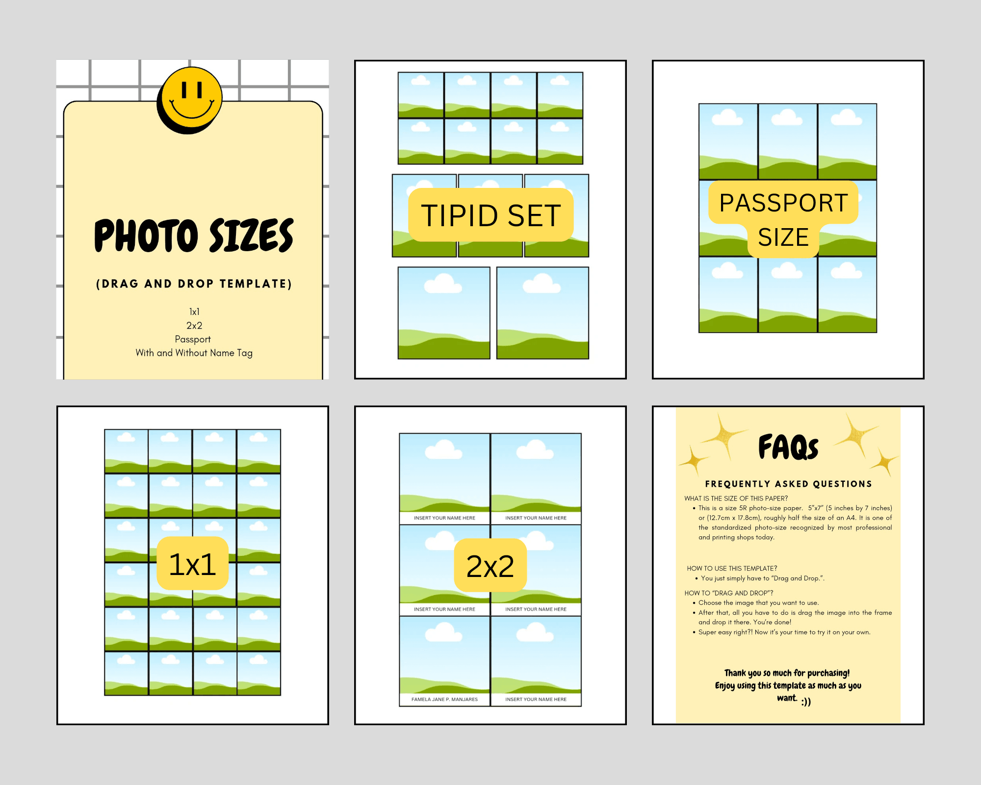 ID PHOTO Drag And Drop Photo Editable Canva Template 1x1 2x2 Passport Size With Without Name By Phamieeedigitals Raket PH