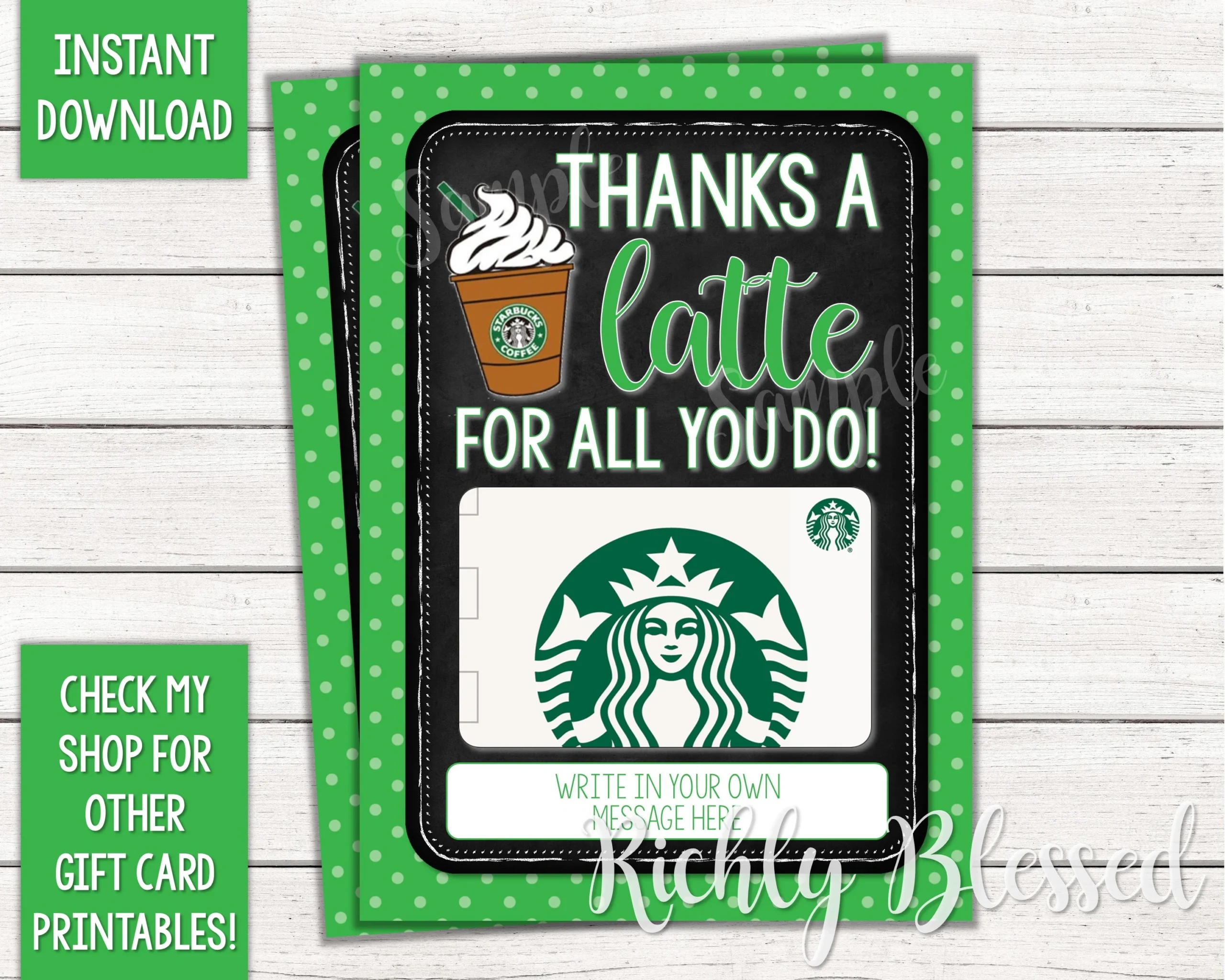 INSTANT DOWNLOAD Starbucks Gift Card Teacher Appreciation Gift Teacher Thank You End Of The Year Teacher Gift 5x7 Gift Card DIY Printable Etsy