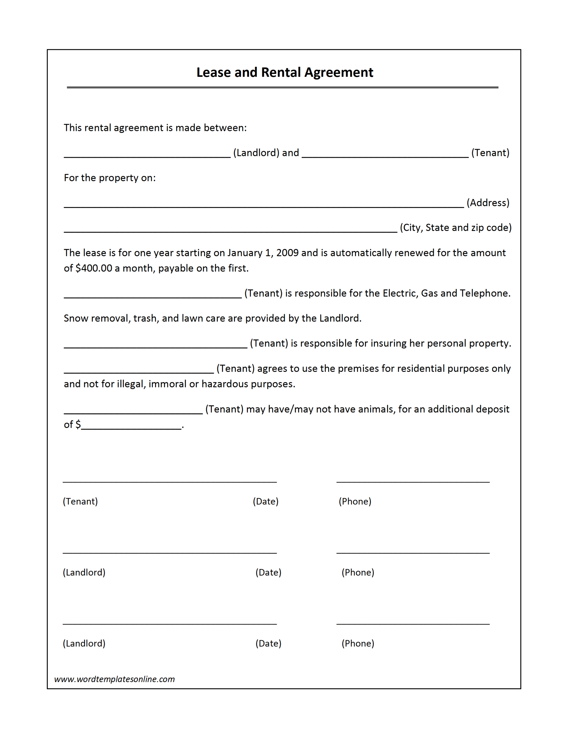 Lease Agreement Template