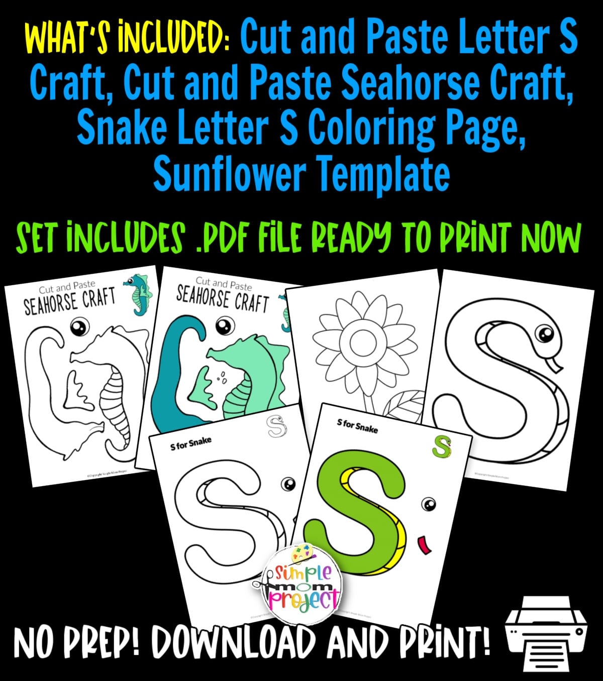 Letter S Activity Bundle Printable Worksheets Crafts Learning Activities For Kids Simple Mom Project Store