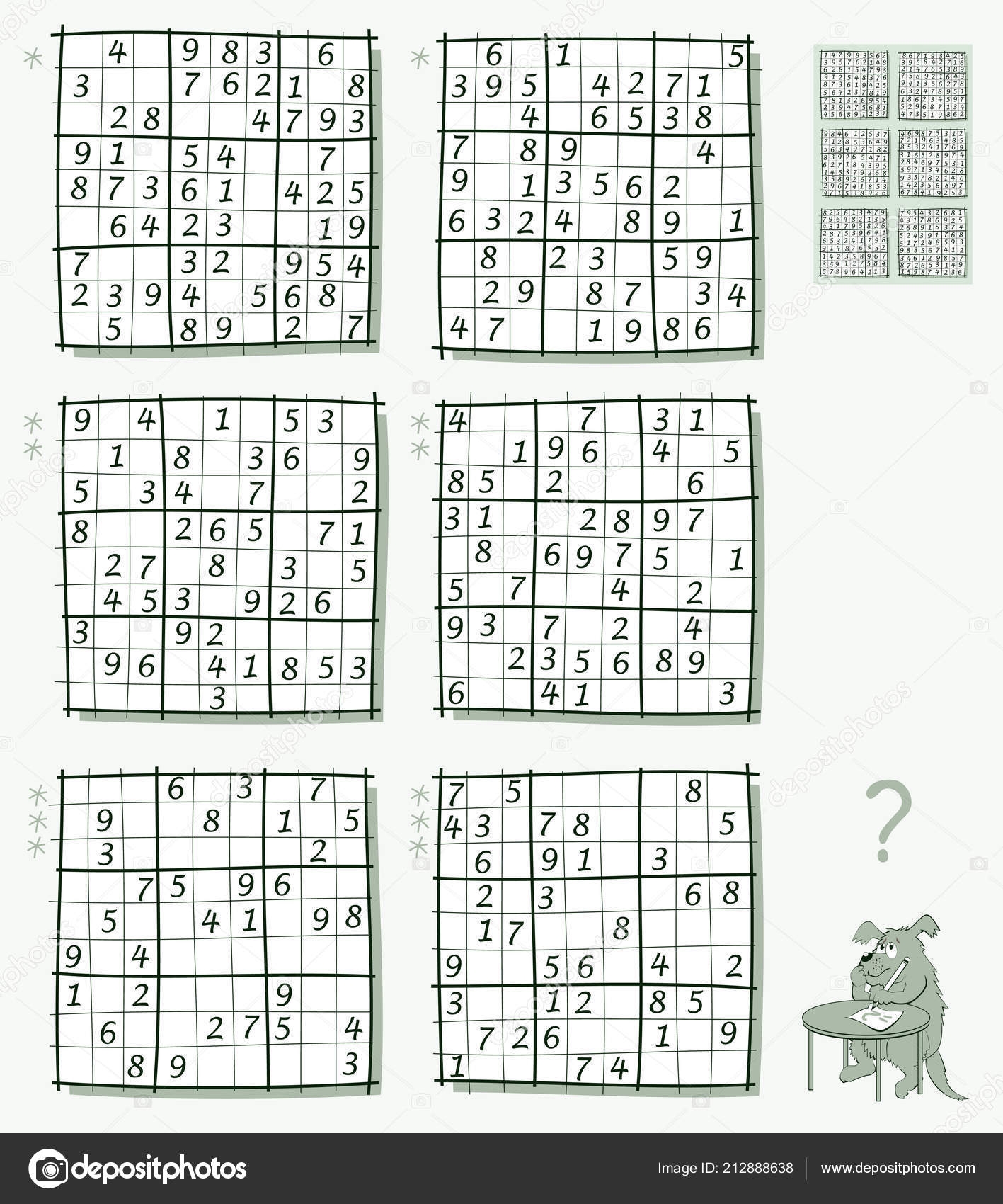 Logic Sudoku Game Set Different Level Puzzles Worksheet Children Adults Stock Vector By Nataljacernecka 212888638