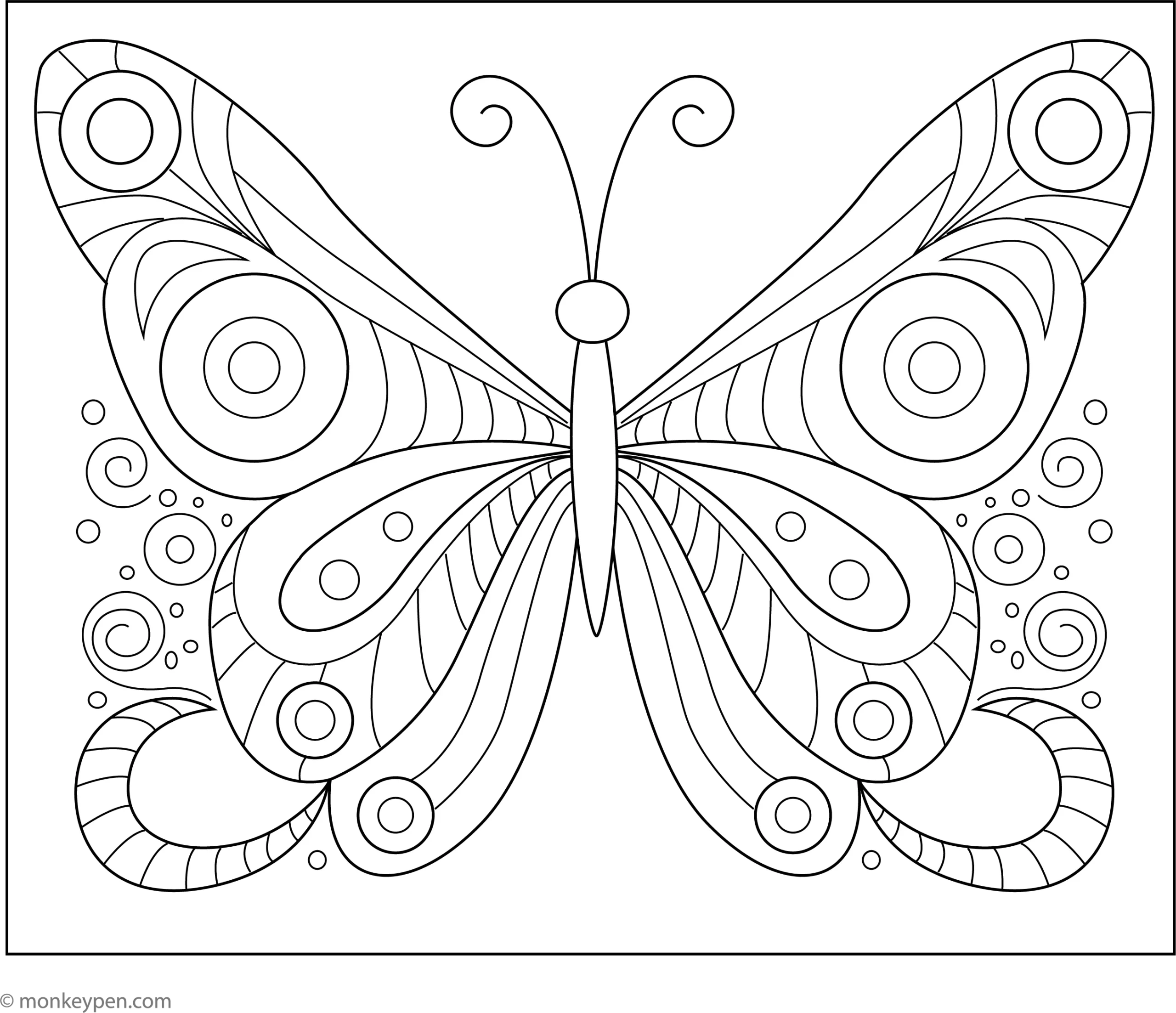Magic Rainbow Butterfly Free Coloring Page Printable