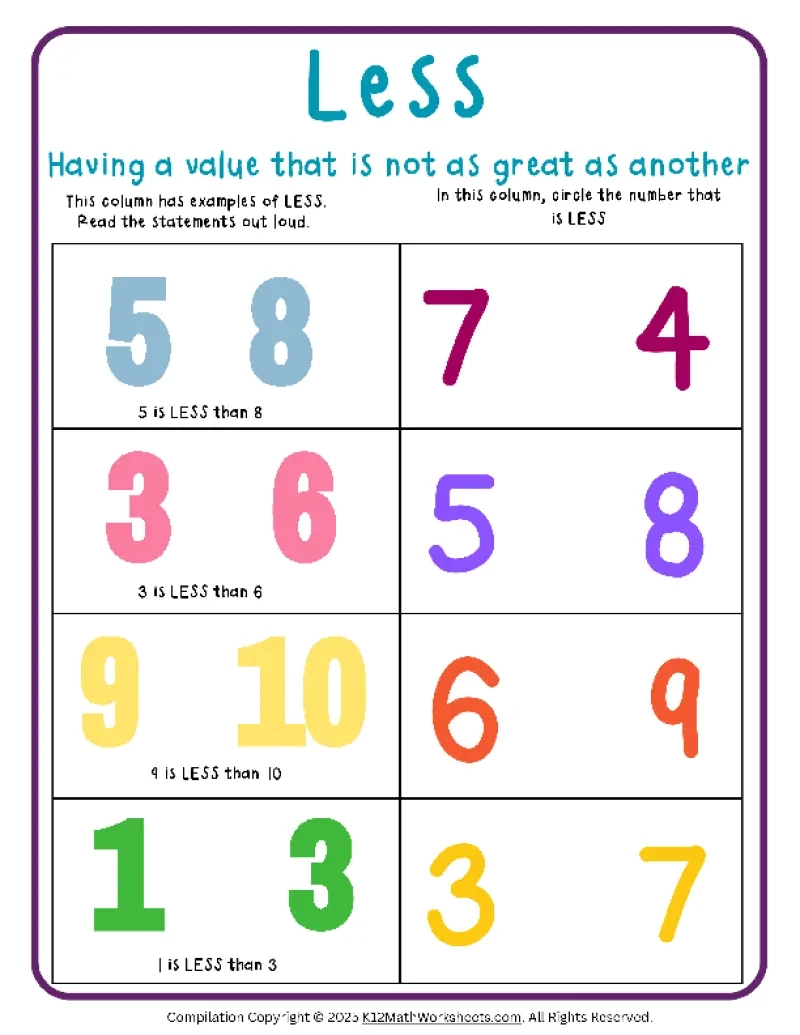 Math Vocabulary Words Worksheets