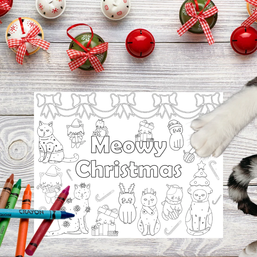 Meowy Christmas Coloring Page Creative Crayons Workshop