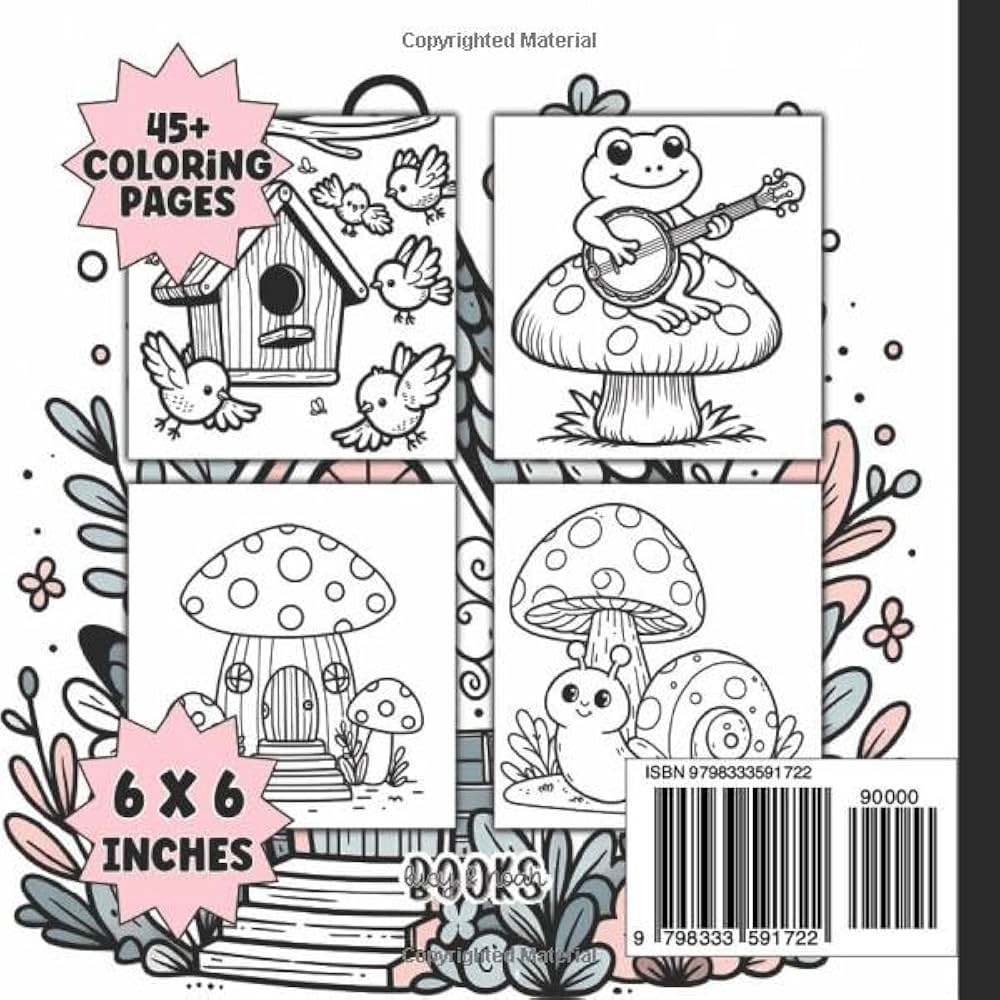 Mini Coloring Book Big And Simple Cottagecore Coloring Pages For Adults Teens And Kids Bold And Easy Illustrations For Girls And Boys Pocket Size 6 X 6 Inches Publishing 