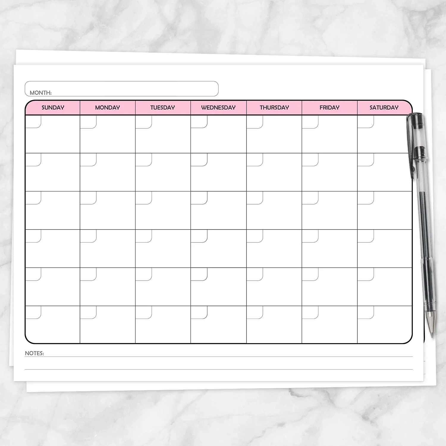 Modern Blank Monthly Calendar Pink Full Page Printable Printable Planning Modern Blank Monthly Calendar Pink Full Page Printable Printable Planning