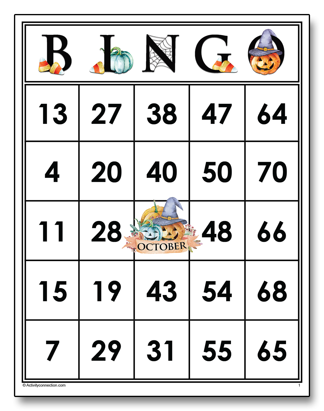 Month Of October Bingo Cards Printable Activity Connection