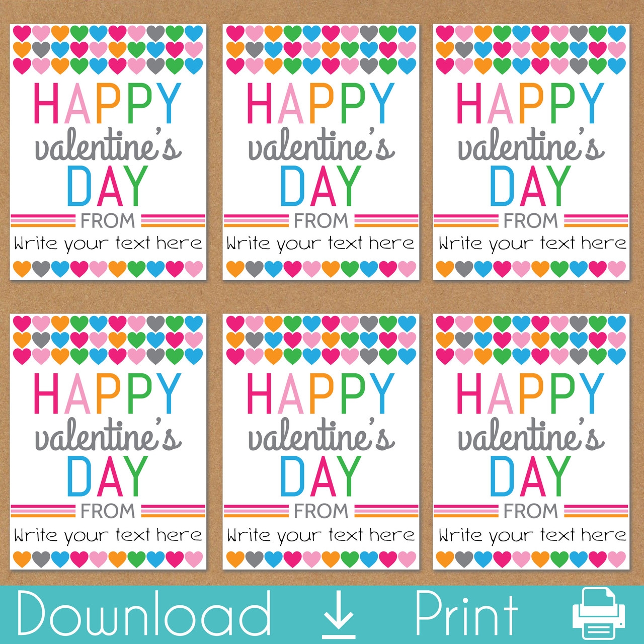 Multi Hearts Printable Valentine s Day Cards Instant Download Multi Hearts Printable Valentine s Day Cards Instant Download