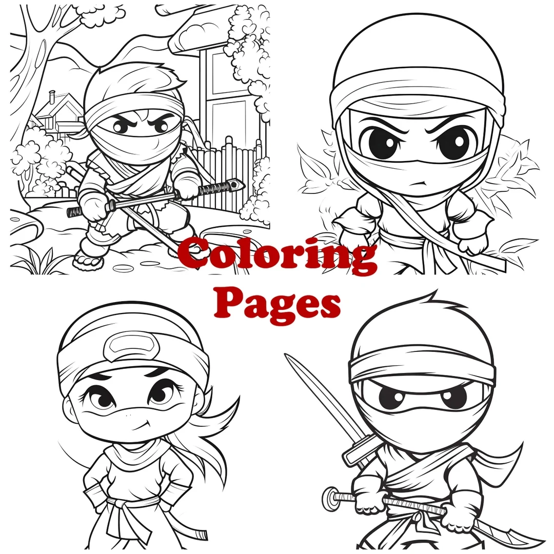 Ninja Coloring Pages Kids Activity PNG Etsy