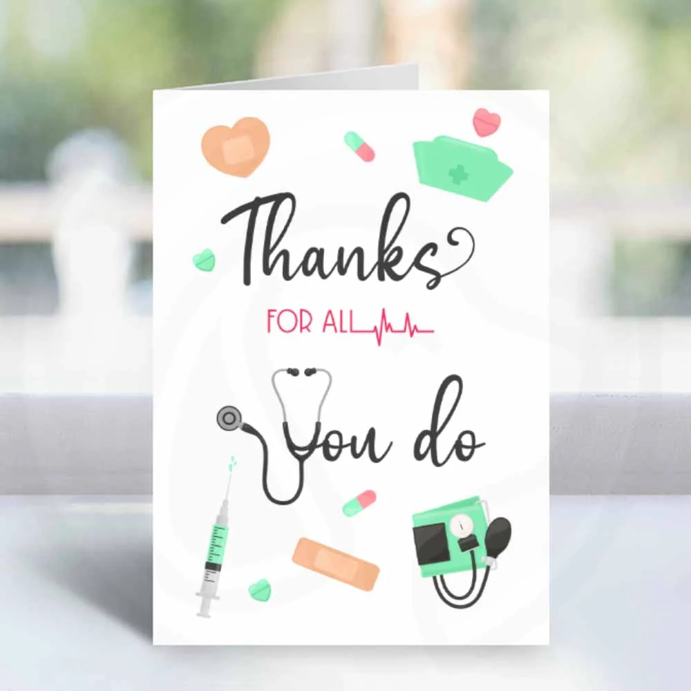 Nurse Appreciation Week Printable Thank You Card Your Paper Stash