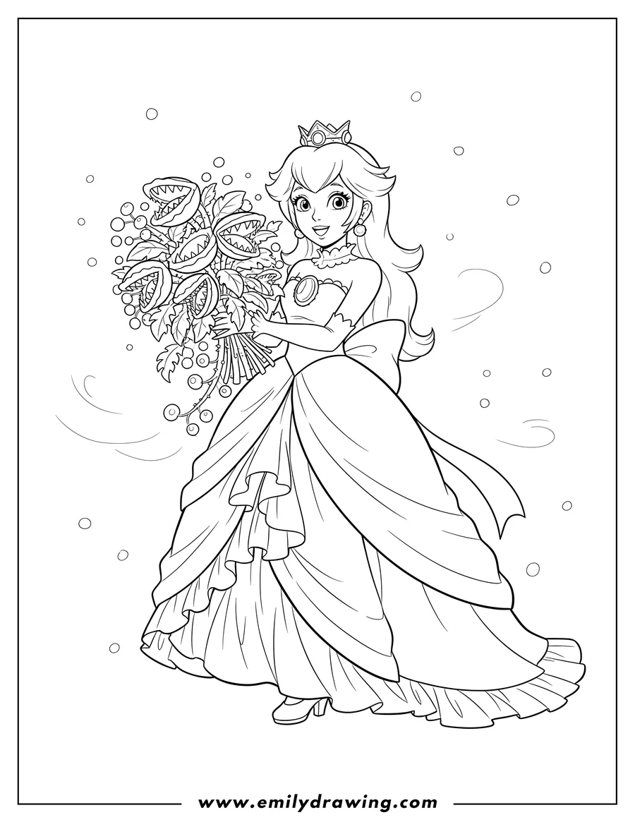 Princess Peach Coloring Pages Emily Drawing