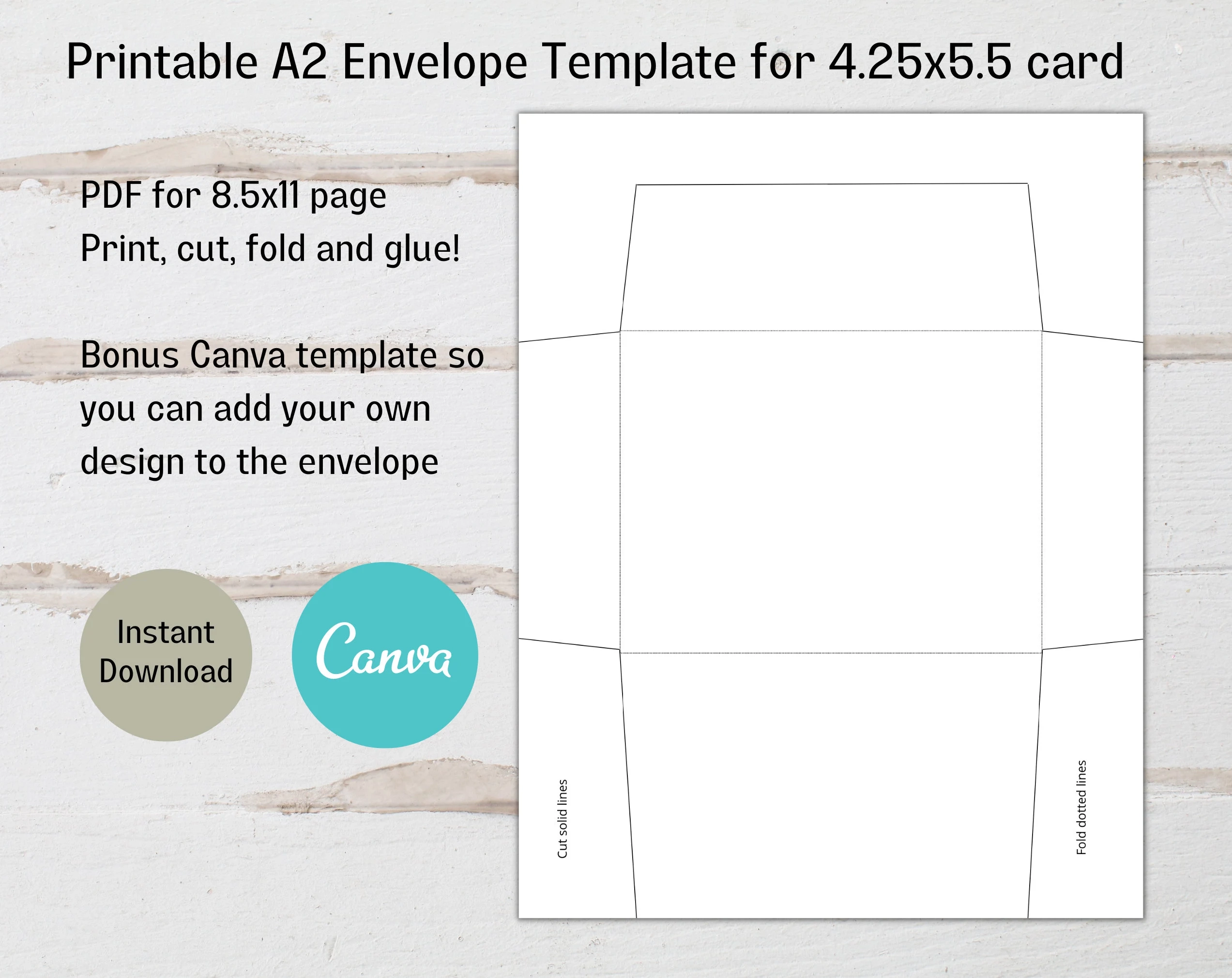 Printable A2 Envelope Template For 4 25x5 50 A2 Card Canva A2 Envelope Template Instant Download Etsy